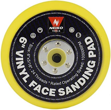 NEIKO 30262A 6" Sanding Pad with Vinyl PSA Backing, 5/16” Arbor with 24 Thread Mounts, 10,000 RPM, Sanding Pads are Ideal for Orbital and Dual Action Sander