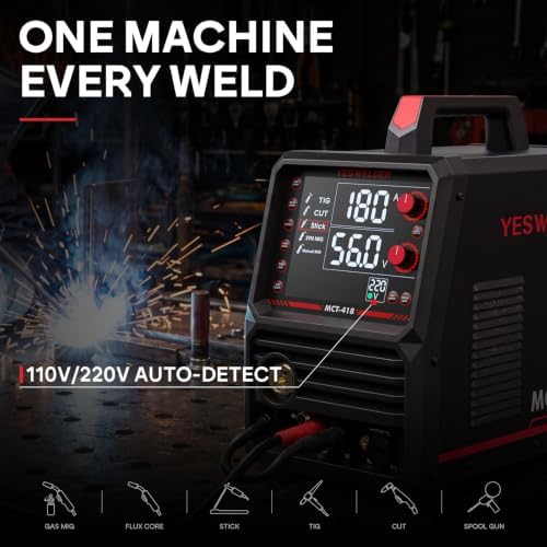 YESWELDER 6-in-1 Welder & Plasma Cutter Combo, 110V/220V MCT-418