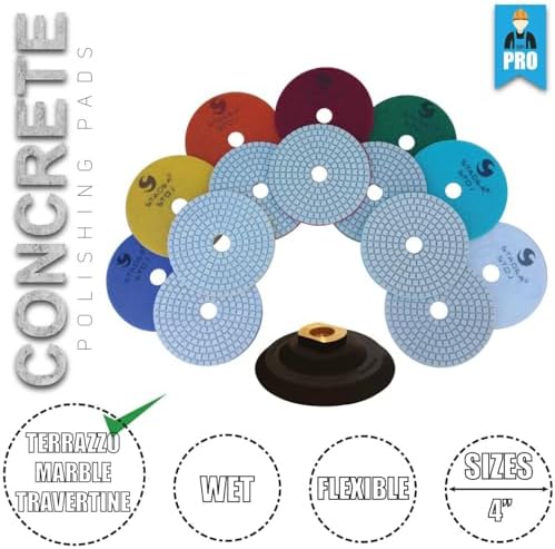 SWP113K Wet Concrete Polisher Grinder Kit with Concrete Polishing Pads - Variable Speed Wet Polisher for Wet or Dry Polishing