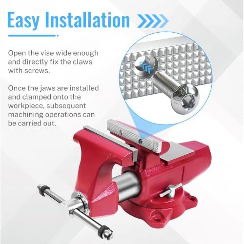 6 1/2 Inch Reversible Aluminum Vise Jaws, Replacement Bench Vise Jaw Pads Compatible with Older USA Craftsman & Columbian Gray Vises, Lightweight Sturdy Clamp Jaw Accessories for Bench Work