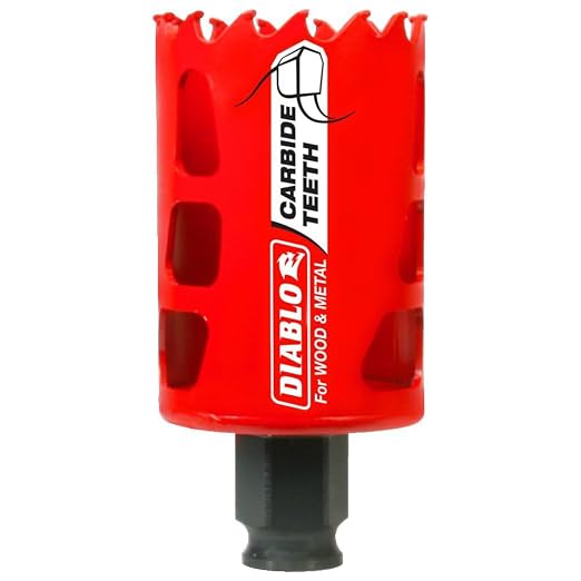 Diablo Carbide Teeth Hole Saw for Wood and Metal - Fits with Snap-Lock Plus Mandrel System, Tool-Free Plug Ejection - 1-3/4" Diameter, 2-3/8" Length - DHS1750CT