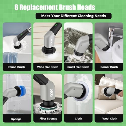 YKYI Electric Spin Scrubber, Cordless Power Cleaning Brush with Long Handle