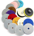 4 Inch Diamond Polishing Pads with 5/8’’-11 Backer Pad, 12PCS Wet/Dry Granite Stone Polish Pad Kit for Drill, Grinder, Polisher, 50-6000 Grit Polishing Pad for Concrete Marble Rock Countertop Quartz