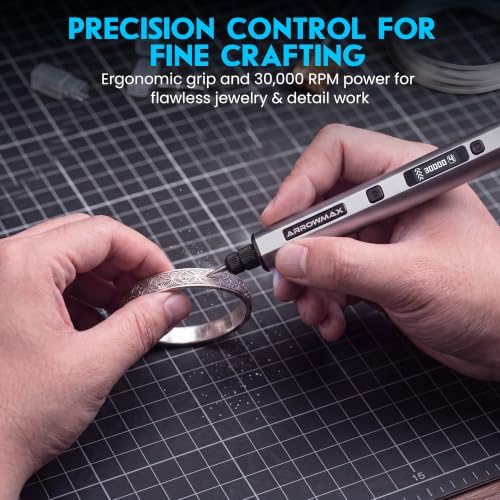 ARROWMAX Engraving Pen for Metal Wood Glass Plastic with OLED, 30000 RPM