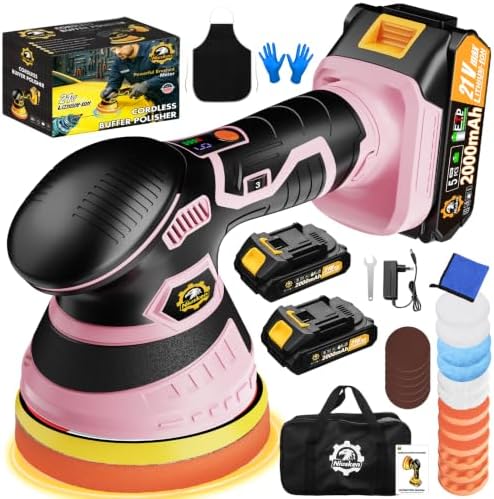 Cordless Car Buffer Polisher kit, DA Polisher with 2*21V Batteries