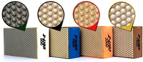 Z-Lion Resin Diamond Hand Sanding Pads for Stone Glass Ceramic Marble Granite,Set of 4 Pcs