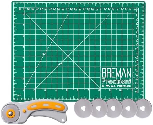 WA Portman 9x12 Self Healing Cutting Mat, Rotary Cutter, & 5 Rotary Blades