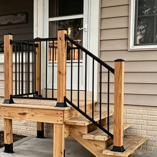 3Ft W x 36in H Stair Deck Railing Kit, Textured Black AAMA2604 Powder Coat, IBC Certified Guard Rail for Deck Porch Balcony Patio Outdoor