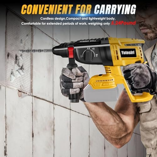 Cordless Rotary Hammer Compatible With Dewalt 20V MAX Battery,Brushless SDS 2.7Joules Rotary Hammer Drill for Concrete/Masonry/Wood,4 Modes with 6 Drill (Battery Not Included)