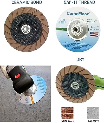 Concrete Grinding Cup Wheel 7" Ceramic Diamond Cup Wheel for Floor Grinding, Fits 5/8"-11 Arbor Angle Grinder,50# Medium