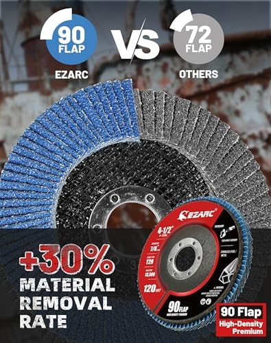EZARC Zirconia Flap Discs 120 Grit, 4-1/2 x 7/8-Inch, Type 29, 12-Pack
