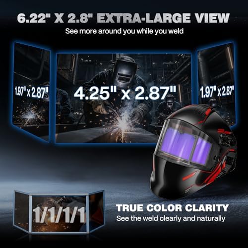 ARCCAPTAIN 180° Panoramic View Auto Darkening Welding Helmet, Welding Hood