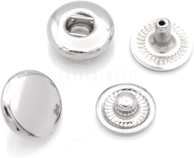 CRAFTMEMORE Snap Setter Fastener Kit Button Fixing Tool S-Spring Socket Popper Setting Tool with 10 Silver Snaps VT1 (8mm (0.31"))