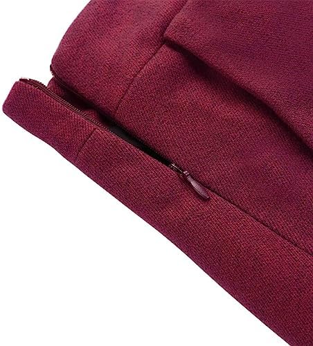 IDEALSANXUN Womens Plaid Wool Skirts Elastic Waist A-Line Pleated Tartan Long Skirts