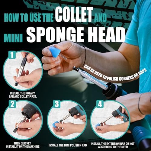 AUTIWOZ Cordless Mini Polisher Fast Change 1/3inch 12mm and 3mm Orbital, DA/RO Small Polisher for Car Detailing 6 Speeds, 2Pcs 2000mAh Li-ion Batteries, with Collet, Cone Cylinder Polishing Pads