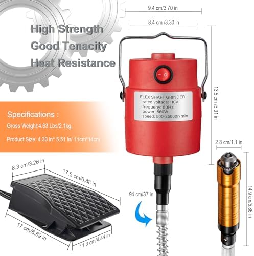 DZQ 560W Flex Shaft Grinder with 77 Accessories 500–23,000 RPM