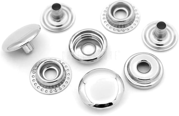 CRAFTMEMORE Snap Setter Fastener Kit Button Fixing Tool Ring-Socket Popper Setting Tool with 10 Silver Snaps #201 VT47 (12mm (0.47"))
