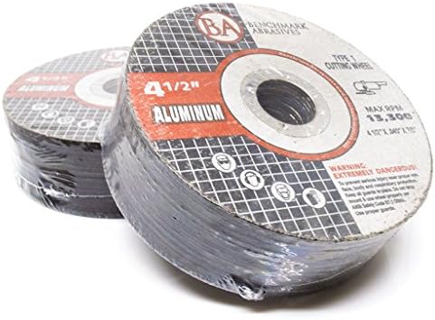 Benchmark Abrasives Grinder Cut Off Wheels 4 1/2 Inch Aluminum Oxide Thin Type 1 Angle Grinder Cutting Disc for Aluminum, Copper - with 7/8" Arbor Hole, Fast Grinder Cutting Wheel - 25 Pack