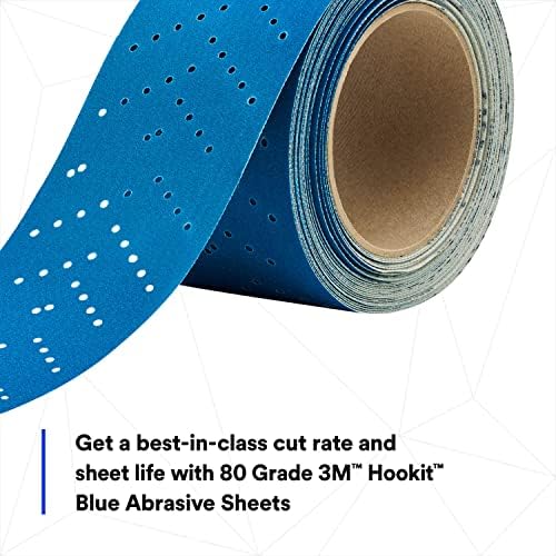 3M Hookit Blue Abrasive Sheet Roll, 36187, 80, 2.75 in x 13 yd