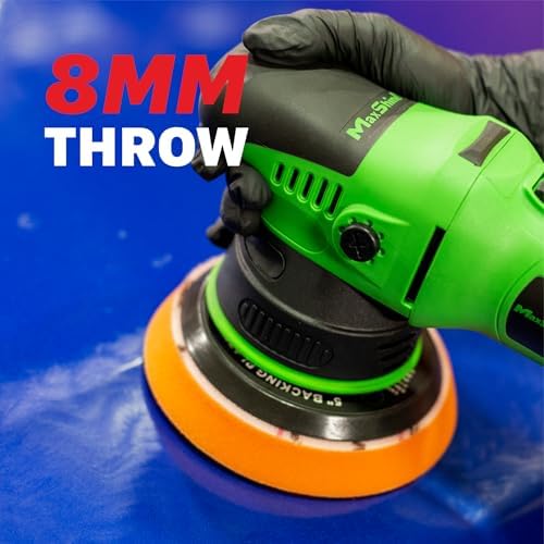 Maxshine M8S V2 Dual Action Polisher Green – 8mm Throw Random Orbital Buffer, 1000W Detailing Machine with 5″ Backing Plate – 6-Speed, 5/16″ Thread for Car, Truck, SUV & Boat Paint Correction