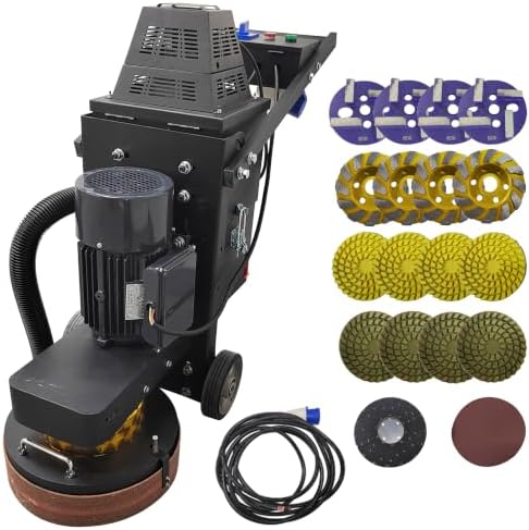 TECHTONGDA 4-Head Electric Concrete Floor Grinder & Polisher 13" Grinding Width 0-0.12" Grinding Depth with 20L Dust Collection Box for Home Renovation Remodeling Garages Factories 220V