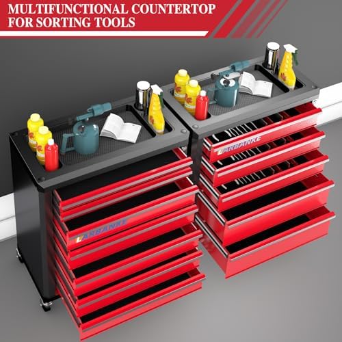 LARBANKE 12-Drawer Rolling Tool Chest with Wheels,Lockable Tool Cabinet