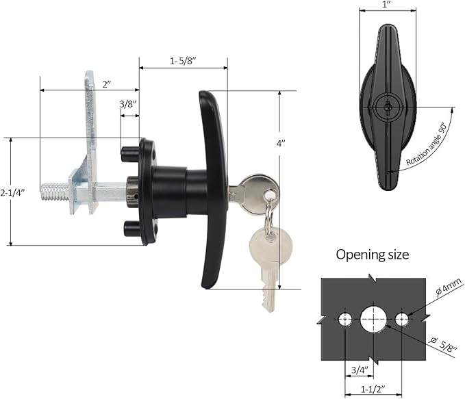 Keyed-Alike Locking T-Handle Kit for Truck Camper Shell/Cap & Topper - Black T-Handle Lock Set with Door Compatibility (Left) ﻿