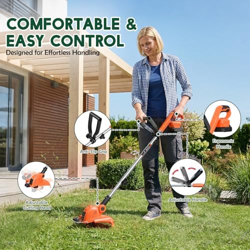 Electric Weed Wacker Eater Cordless Battery Powered String Trimmer Whacker