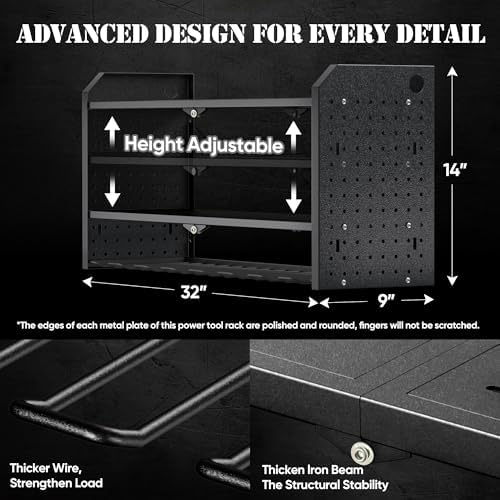 Nacial Power Tool Organizer 8 Drill Holder Wall Mount, 3 Layer Organizer