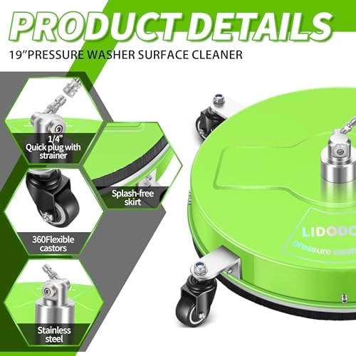LidoDola 19'' Pressure Washer Surface Cleaner Green, Power Washer Accessory