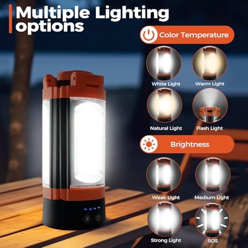Rechargeable 10000mAh Camping Light with 3 LED Lamp Heads