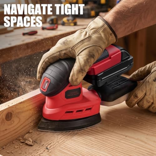 Brushless Detail Sander Compatible with Milwaukee 18V Battery, Red