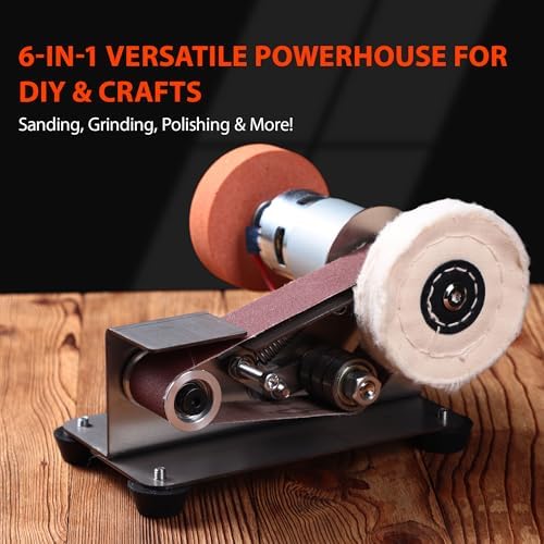 83PCS 3 in 1 Mini Belt Sander - 7 Adjustable Speed Vertical Electric Belt Grinder for Knife Sharpening, Woodworking & Metal Working - Compact Power Sanders for DIY Projects