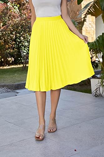 GRACE KARIN Pleated Midi Skirt for Women Chiffon A-Line Outfits