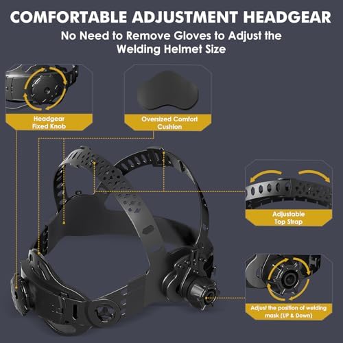 Welding Helmet Auto Darkening True Color Large Viewing, Welding Hood Solar/Rechargeable Battery Powered, Wide Shade 4/5-13 with 4 Arc Sensor, Optical Clarity Welding Mask for TIG MIG ARC Grind