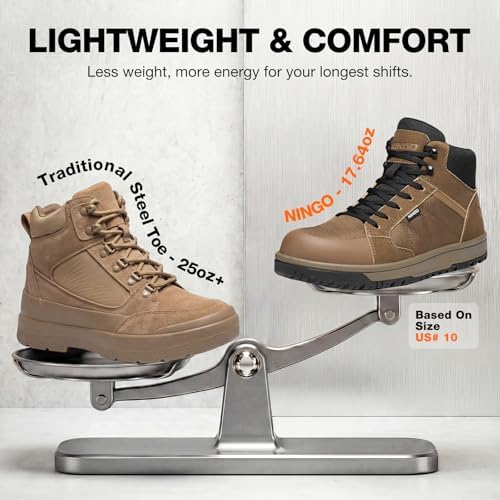 NINGO Composite Toe Work Shoes for Men, Lightweight Composite Toe Boots