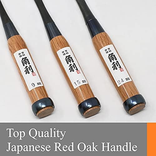 KAKURI Japanese Wood Chisel Set 3-Piece for Woodworking (Long Handle)