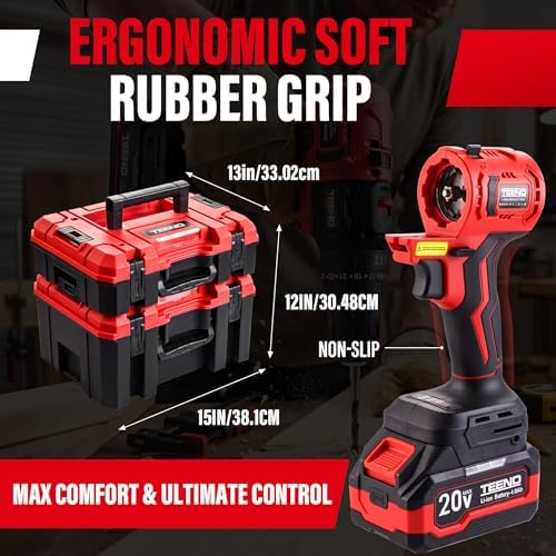 TEENO Power Tool Combo Kit Brushless, 9-in-1 Cordless Interchangeable Multi-Tool Set (Drill, Impact, Grinder, Sander, Circular, Chain & Reciprocating Saws, Blower, Washer), 2x 4.0Ah Batteries 20V Max