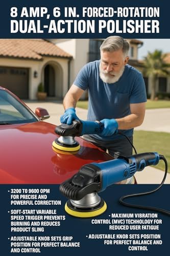 NEW! Fits HERCULES Corded 8 Amp 6 in. Forced Rotation Dual Action Polisher - 6 Speed Professional-Grade Polisher Combines Forced Rotation & Dual Action Movement for Ultimate Blend of Power & Finesse