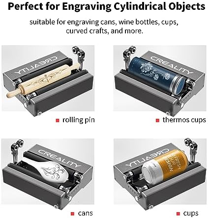 Creality Official Laser Rotary Roller, 360° Laser Engraver Y-axis Rotary Module for Engraving Cylindrical Objects, 7 Adjustment Diameters 5mm to 120mm, Compatible with Creality Falcon/Falcon2 Engraver