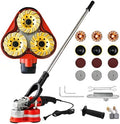 3-Head Electric Concrete Floor Grinder with Telescopic Rod, 6 Speed Diamond Polisher for Epoxy Removal, Cement, Stone, Granite, Metal Surface Grinding & Polishing (L)