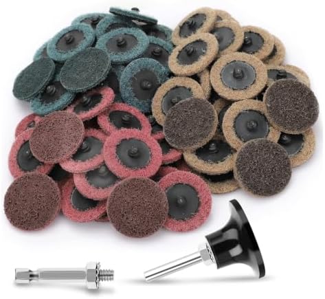 90pcs 2 inch Quick Change Sanding Discs, Nylon Surface Conditioning Discs, 1/4" Roll Lock Holder Die Grinder Sanding Disc for Surface Strip Grind Polish Burr Finish-Fine Medium Coarse
