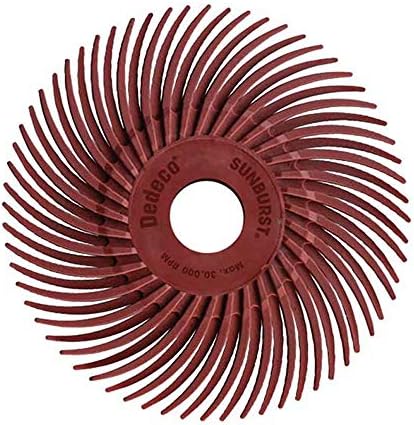 Dedeco Sunburst Radial Bristle Discs 12-Pack - 2" Curved - 3/8" Arbor - Red 220 Grit (Standard) - Aluminum Oxide for Polishing & Finishing