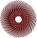 Dedeco Sunburst Radial Bristle Discs 12-Pack - 2" Curved - 3/8" Arbor - Red 220 Grit (Standard) - Aluminum Oxide for Polishing & Finishing