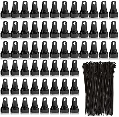 60Pcs Large Heavy Duty Lock Grip Tarp Clips with 200Pcs Zip Cable Ties
