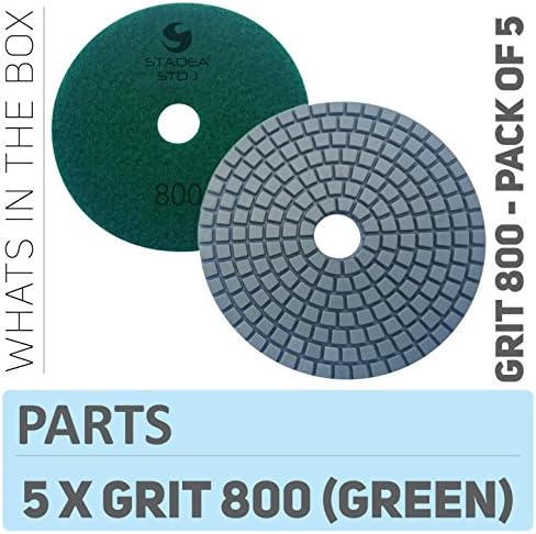 PPW142D Diamond Polishing Pads 4 Inch - For Concrete Terrazzo Marble Granite Edge Countertop Floor Wet Polishing, Grit 800 - Pack of 5