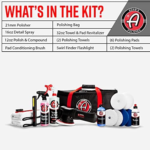 Adam's Polishes Swirl Killer 21mm Complete Polisher Kit (16 Item) - Orbital Polishing Paint Correcting Buffer Tool | Car Scratch Remover, Correcting Polish Black