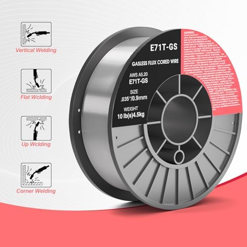 0.035 Flux core Welding Wire, 2 Spools E71T-GS Low Splatter gasless Carbon Steel Mig Welding Wire Compatible (0.035-inch 10LB 2pk)