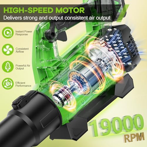 SOARFLY Leaf Blower Cordless, 580 CFM Airflow Electric Leaf Blowers with 2×4.0Ah Batteries and Charger, Stepless Speed Control, Powerful Snow Blowers for Lawn Care, Patio, Dust, Blowing Leaves