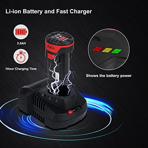PULITUO Brushless Electric Drill Set,[Brushless Motor],12V Power Drill 310 In-lb Torque, 20+1 Clutch, 3/8" Keyless Chuck,45min Fast Charger, 2 Speed, LED Light for Home and DIY Project